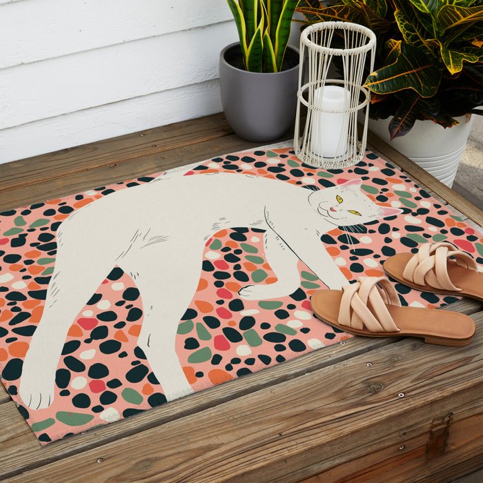 Cat Stretching Outdoor Rug Gallery Image 2