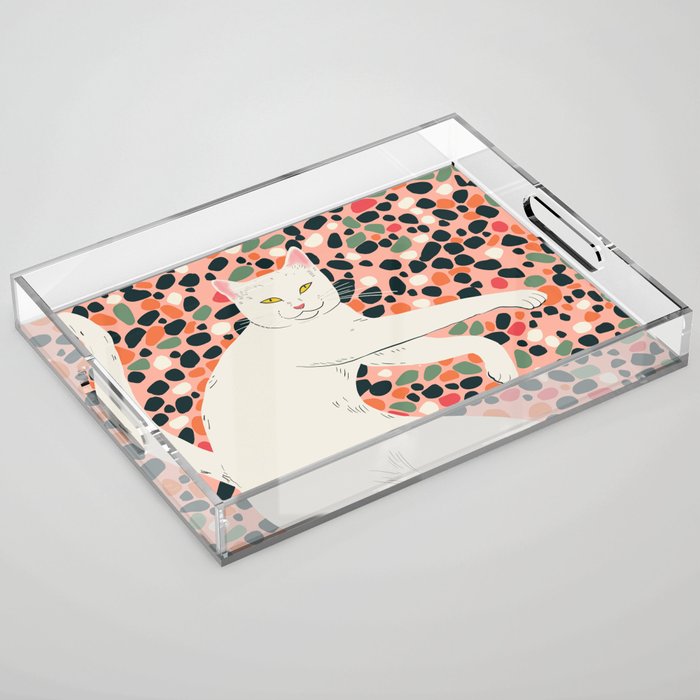 Cat Stretching Acrylic Tray Gallery Image 1