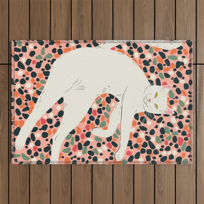 Cat Stretching Outdoor Rug Gallery Image 1