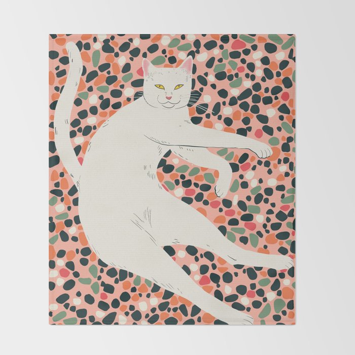 Cat Stretching Throw Blanket Gallery Image 2