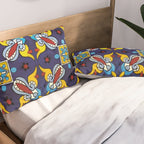 Abstract blue cruz mexican modern talavera tile wall Pillow Sham Gallery Image 2
