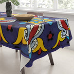 Abstract blue cruz mexican modern talavera tile wall Tablecloth Gallery Image 3