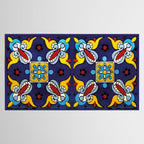 Abstract blue cruz mexican modern talavera tile wall Tablecloth Gallery Image 2