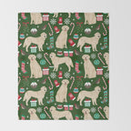 Golden Retriever festive christmas dog illustration pet portrait pet friendly gifts for dog breed Throw Blanket Gallery Image 2