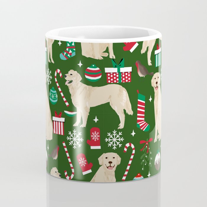 Golden Retriever festive christmas dog illustration pet portrait pet friendly gifts for dog breed Coffee Mug Gallery Image 4