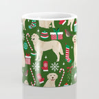 Golden Retriever festive christmas dog illustration pet portrait pet friendly gifts for dog breed Coffee Mug Gallery Image 4