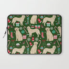 Golden Retriever festive christmas dog illustration pet portrait pet friendly gifts for dog breed Laptop Sleeve Gallery Image 1