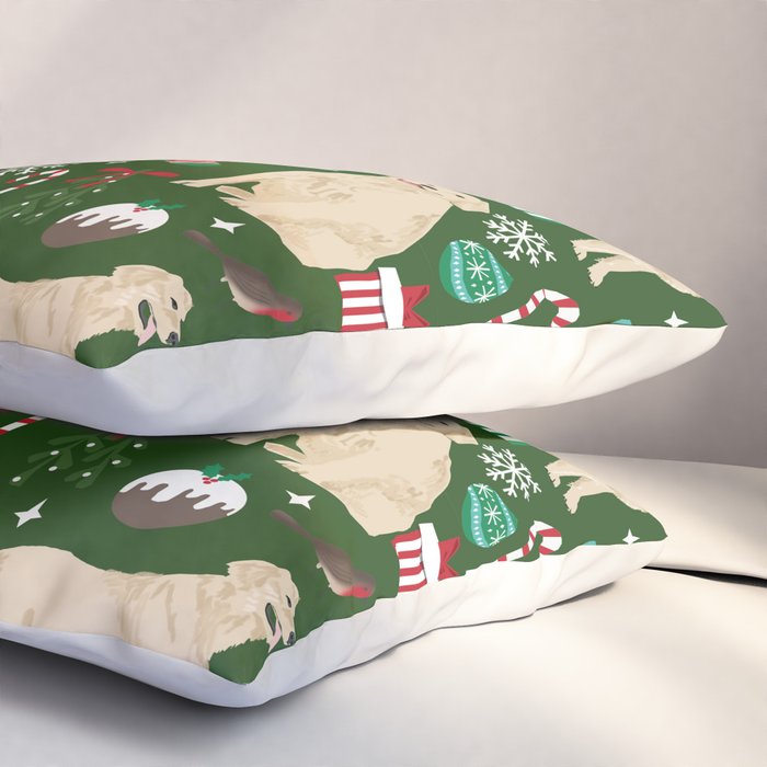 Golden Retriever festive christmas dog illustration pet portrait pet friendly gifts for dog breed Pillow Sham Gallery Image 3