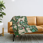 Golden Retriever festive christmas dog illustration pet portrait pet friendly gifts for dog breed Throw Blanket Gallery Image 1