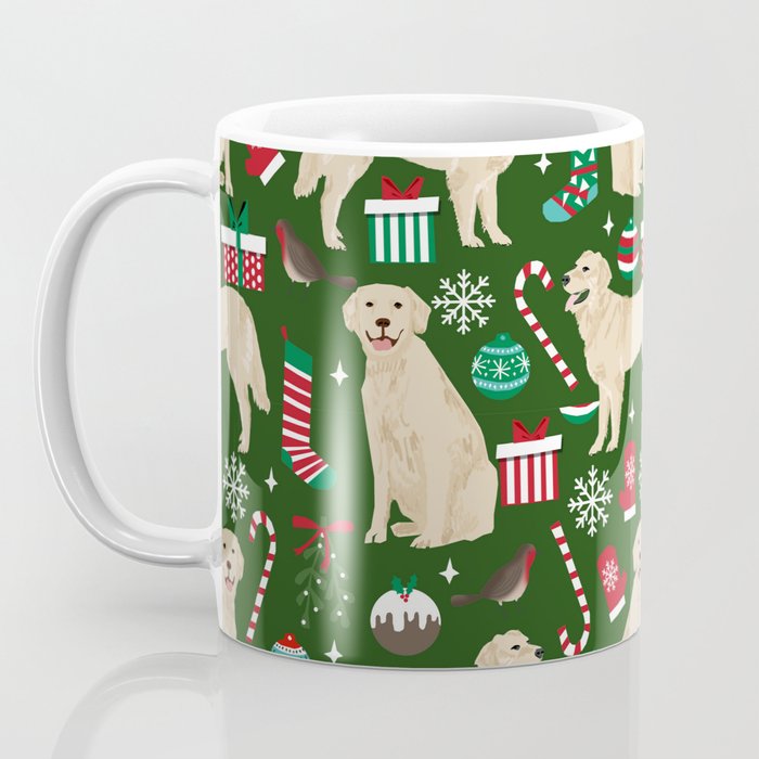Golden Retriever festive christmas dog illustration pet portrait pet friendly gifts for dog breed Coffee Mug Gallery Image 3
