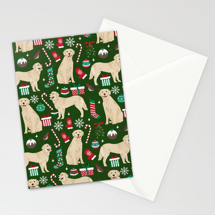 Golden Retriever festive christmas dog illustration pet portrait pet friendly gifts for dog breed Stationery Card Gallery Image 2