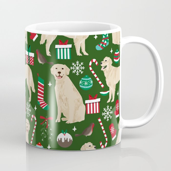 Golden Retriever festive christmas dog illustration pet portrait pet friendly gifts for dog breed Coffee Mug Gallery Image 1