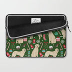 Golden Retriever festive christmas dog illustration pet portrait pet friendly gifts for dog breed Laptop Sleeve Gallery Image 2