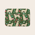 Golden Retriever festive christmas dog illustration pet portrait pet friendly gifts for dog breed Bath Mat Gallery Image 1