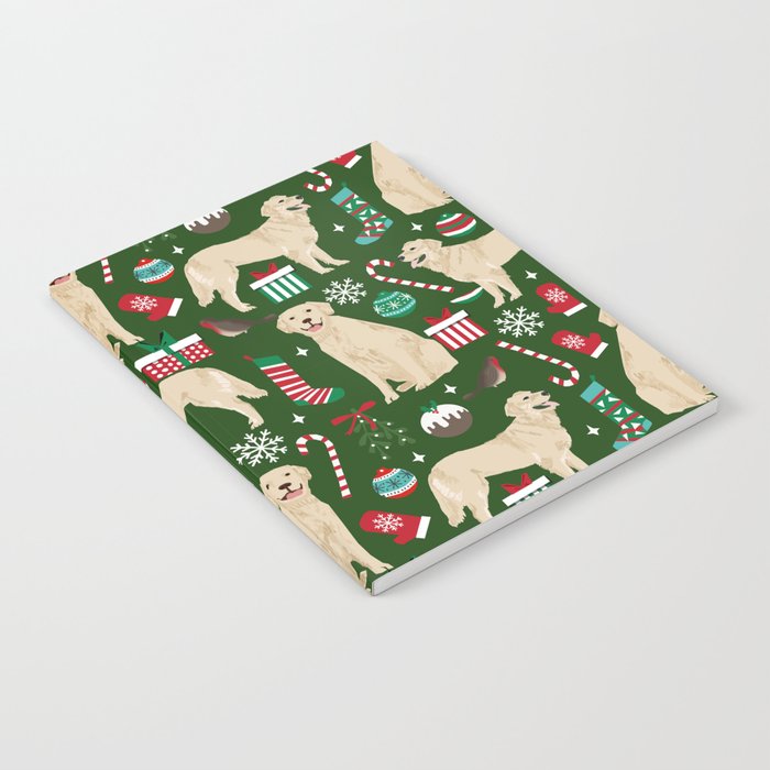 Golden Retriever festive christmas dog illustration pet portrait pet friendly gifts for dog breed Notebook Gallery Image 2