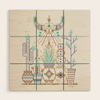 Santa Fe Garden - Turquoise & Brown Wood Wall Art Gallery Image 1