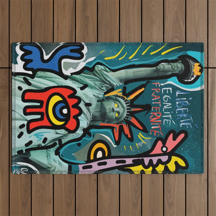 Liberté égalité fraternité Street Art French Graffiti Outdoor Rug Gallery Image 1