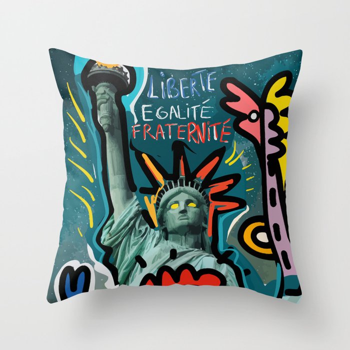 Liberté égalité fraternité Street Art French Graffiti Throw Pillow Gallery Image 6
