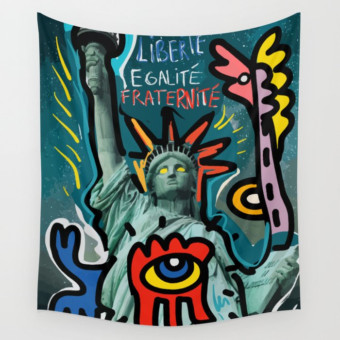 Liberté égalité fraternité Street Art French Graffiti Wall Tapestry Gallery Image 1