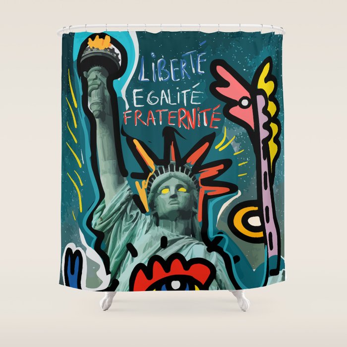 Liberté égalité fraternité Street Art French Graffiti Shower Curtain Gallery Image 1