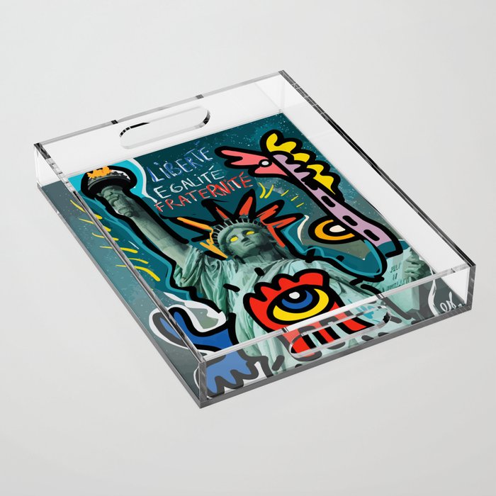 Liberté égalité fraternité Street Art French Graffiti Acrylic Tray Gallery Image 1