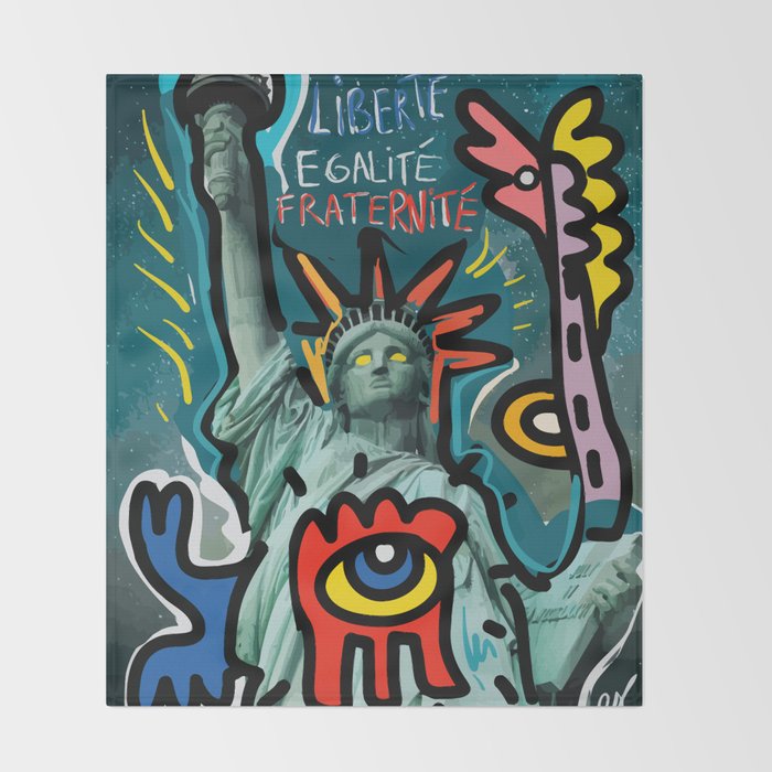 Liberté égalité fraternité Street Art French Graffiti Throw Blanket Gallery Image 2