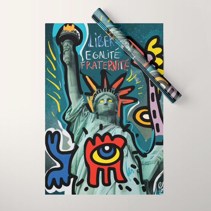 Liberté égalité fraternité Street Art French Graffiti Wrapping Paper Gallery Image 1