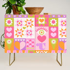 I Love You Checkerboard - Pink & Orange Credenza Gallery Image 1