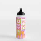 I Love You Checkerboard - Pink & Orange Water Bottle Gallery Image 3