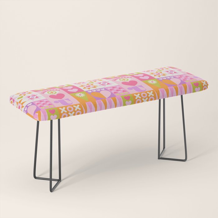 I Love You Checkerboard - Pink & Orange Bench Gallery Image 1