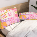 I Love You Checkerboard - Pink & Orange Pillow Sham Gallery Image 2