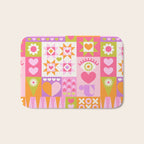 I Love You Checkerboard - Pink & Orange Bath Mat Gallery Image 1