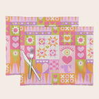 I Love You Checkerboard - Pink & Orange Placemat Gallery Image 1