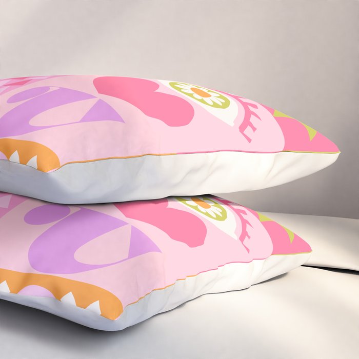 I Love You Checkerboard - Pink & Orange Pillow Sham Gallery Image 3