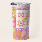 I Love You Checkerboard - Pink & Orange Travel Mug Gallery Image 3