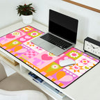 I Love You Checkerboard - Pink & Orange Desk Mat Gallery Image 2
