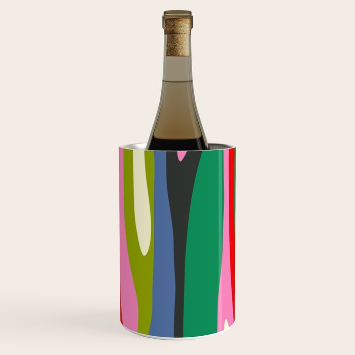Wild Stripes Modern Multicolor Abstract Pattern Blue Pink Red Green Wine Chiller Gallery Image 3