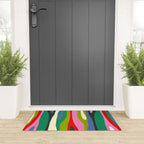 Wild Stripes Modern Multicolor Abstract Pattern Blue Pink Red Green Welcome Mat Gallery Image 3