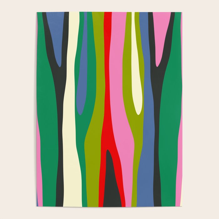 Wild Stripes Modern Multicolor Abstract Pattern Blue Pink Red Green Poster Gallery Image 4