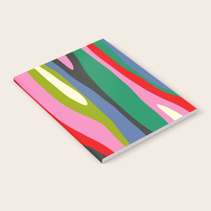 Wild Stripes Modern Multicolor Abstract Pattern Blue Pink Red Green Notebook Gallery Image 1