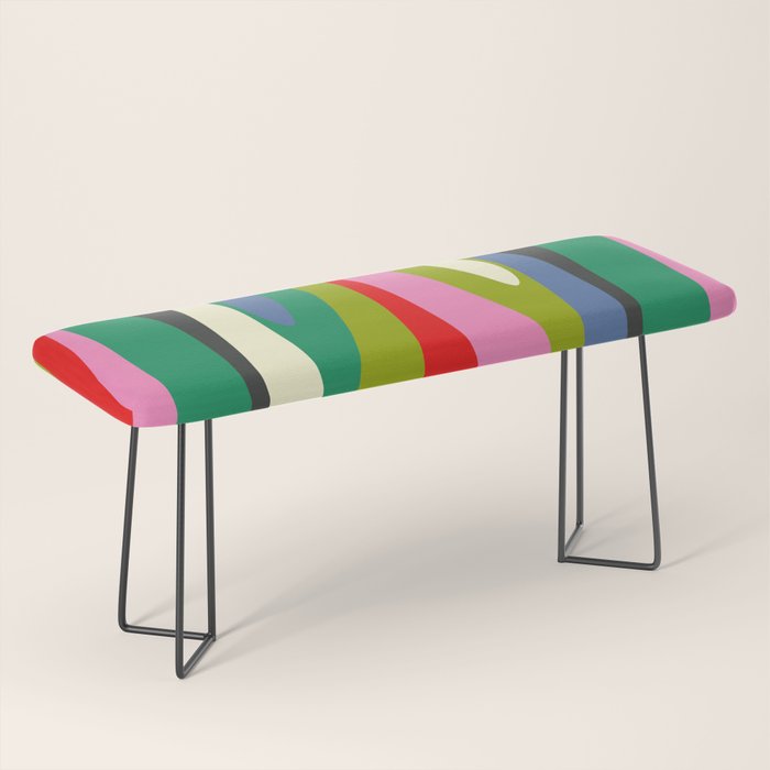 Wild Stripes Modern Multicolor Abstract Pattern Blue Pink Red Green Bench Gallery Image 1