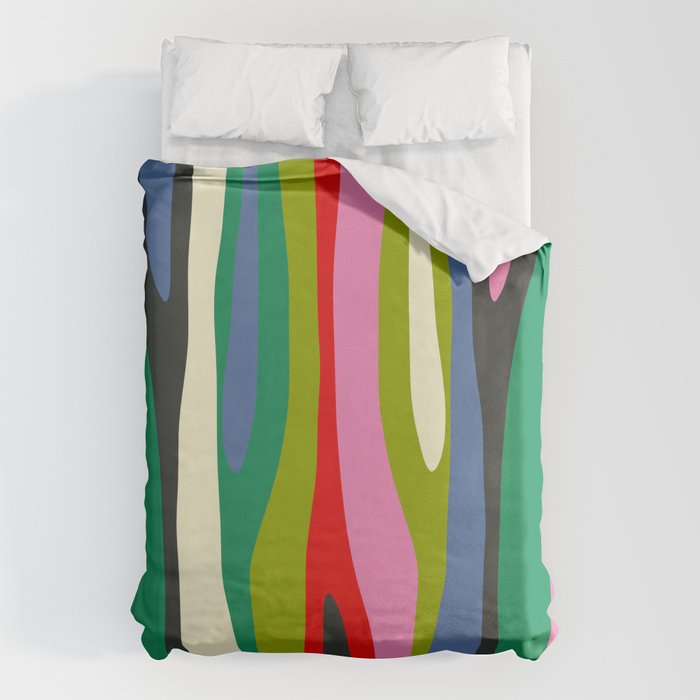 Wild Stripes Modern Multicolor Abstract Pattern Blue Pink Red Green Duvet Cover Gallery Image 1