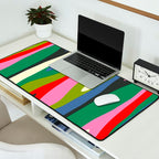 Wild Stripes Modern Multicolor Abstract Pattern Blue Pink Red Green Desk Mat Gallery Image 2