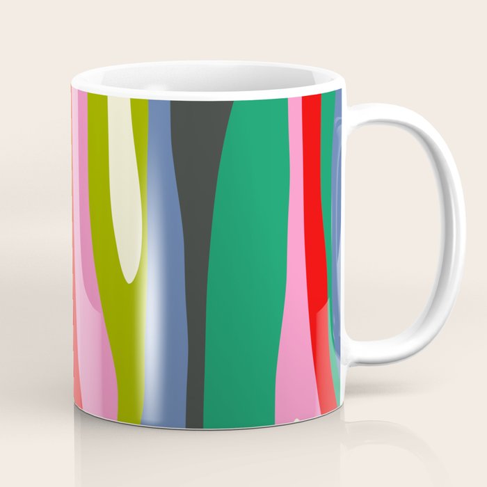 Wild Stripes Modern Multicolor Abstract Pattern Blue Pink Red Green Coffee Mug Gallery Image 1