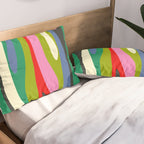Wild Stripes Modern Multicolor Abstract Pattern Blue Pink Red Green Pillow Sham Gallery Image 2