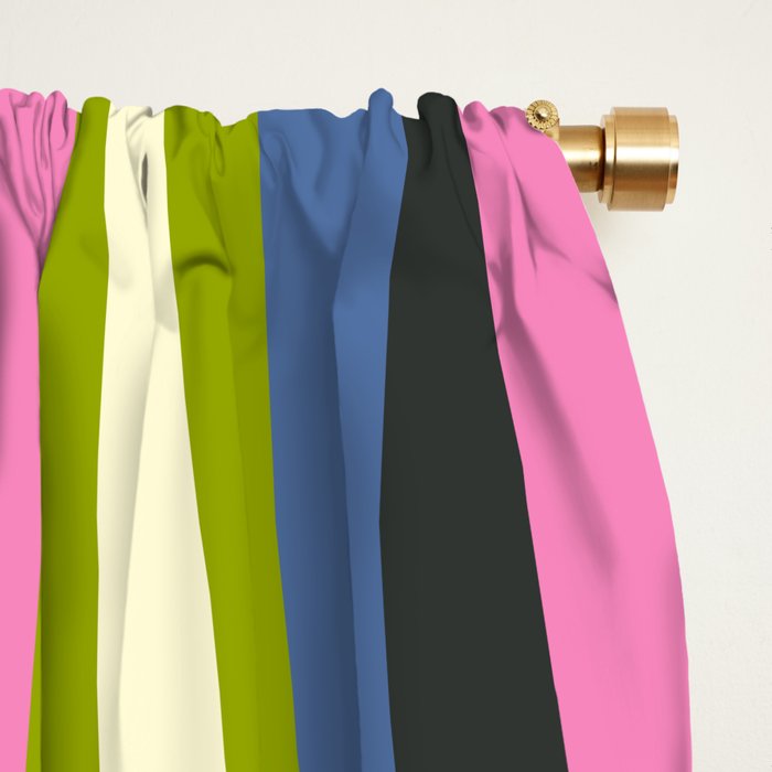 Wild Stripes Modern Multicolor Abstract Pattern Blue Pink Red Green Window Curtain Gallery Image 2