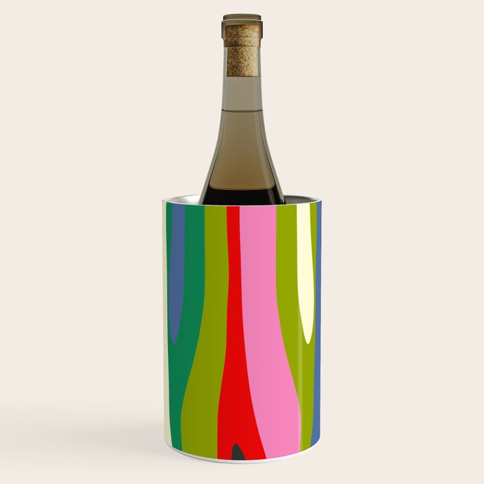 Wild Stripes Modern Multicolor Abstract Pattern Blue Pink Red Green Wine Chiller Gallery Image 1