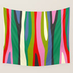 Wild Stripes Modern Multicolor Abstract Pattern Blue Pink Red Green Wall Tapestry Gallery Image 4