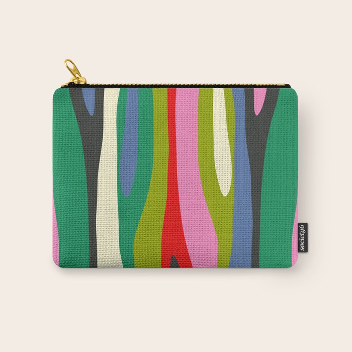 Wild Stripes Modern Multicolor Abstract Pattern Blue Pink Red Green Carry All Pouch Gallery Image 1