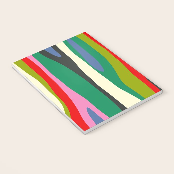 Wild Stripes Modern Multicolor Abstract Pattern Blue Pink Red Green Notebook Gallery Image 3
